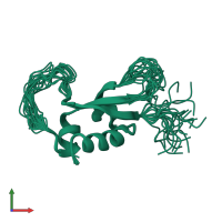 PDB entry 2dy7 coloured by chain, ensemble of 20 models, front view.