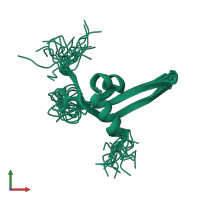 PDB entry 2dy8 coloured by chain, ensemble of 20 models, front view.