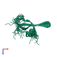 PDB entry 2dy8 coloured by chain, ensemble of 20 models, top view.