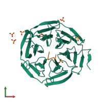 PDB entry 2dyh coloured by chain, front view.