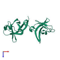 PDB entry 2dyi coloured by chain, top view.