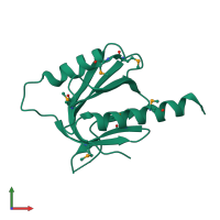 PDB entry 2dyq coloured by chain, front view.