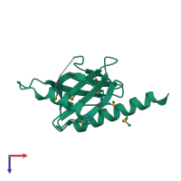 PDB entry 2dyq coloured by chain, top view.
