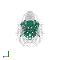 Cytochrome c oxidase subunit 1 in PDB entry 2dys, assembly 1, side view.