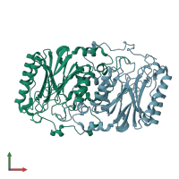 PDB entry 2dyu coloured by chain, front view.