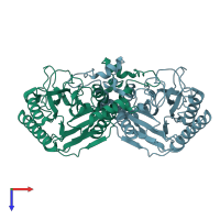 PDB entry 2dyu coloured by chain, top view.