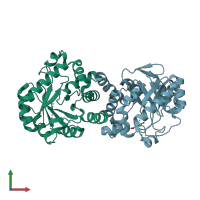 PDB entry 2dza coloured by chain, front view.