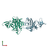 PDB entry 2dzc coloured by chain, front view.