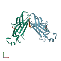 PDB entry 2dze coloured by chain, front view.