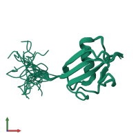 PDB entry 2dzj coloured by chain, ensemble of 20 models, front view.