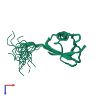 PDB entry 2dzj coloured by chain, ensemble of 20 models, top view.