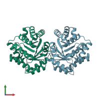 PDB entry 2dzt coloured by chain, front view.