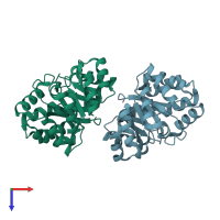 PDB entry 2dzu coloured by chain, top view.