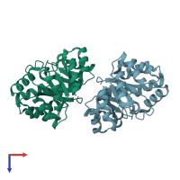 PDB entry 2dzw coloured by chain, top view.