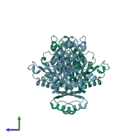 PDB entry 2e0c coloured by chain, side view.