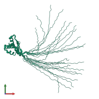 PDB entry 2e0g coloured by chain, ensemble of 25 models, front view.