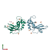 PDB entry 2e0o coloured by chain, front view.