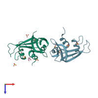 PDB entry 2e0o coloured by chain, top view.