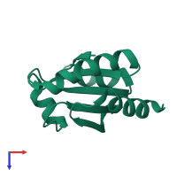 PDB entry 2e0q coloured by chain, top view.