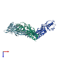 PDB entry 2e0z coloured by chain, top view.