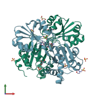 PDB entry 2e15 coloured by chain, front view.
