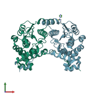 PDB entry 2e18 coloured by chain, front view.