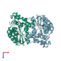 PDB entry 2e18 coloured by chain, top view.