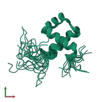 PDB entry 2e19 coloured by chain, ensemble of 20 models, front view.