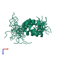 PDB entry 2e19 coloured by chain, ensemble of 20 models, top view.