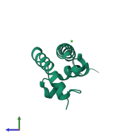 PDB entry 2e1f coloured by chain, side view.