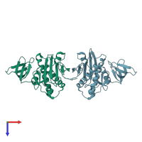 PDB entry 2e1h coloured by chain, top view.