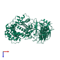 PDB entry 2e22 coloured by chain, top view.