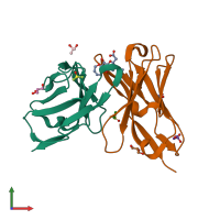 PDB entry 2e27 coloured by chain, front view.