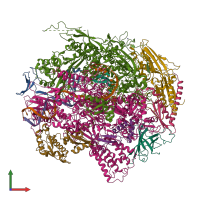 PDB entry 2e2i coloured by chain, front view.