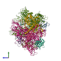 PDB entry 2e2i coloured by chain, side view.