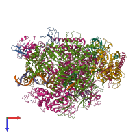 PDB entry 2e2j coloured by chain, top view.