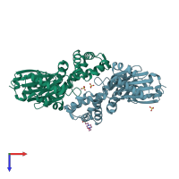 PDB entry 2e2n coloured by chain, top view.