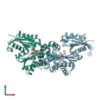 PDB entry 2e2q coloured by chain, front view.