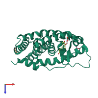 PDB entry 2e2r coloured by chain, top view.