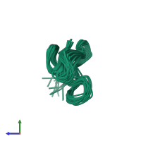 PDB entry 2e2s coloured by chain, ensemble of 20 models, side view.