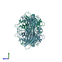 PDB entry 2e2v coloured by chain, side view.