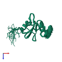 PDB entry 2e2w coloured by chain, ensemble of 20 models, top view.