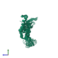 PDB entry 2e34 coloured by chain, ensemble of 20 models, side view.