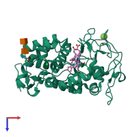 PDB entry 2e3b coloured by chain, top view.