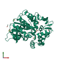 PDB entry 2e3j coloured by chain, front view.