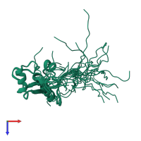 PDB entry 2e3l coloured by chain, ensemble of 20 models, top view.