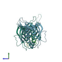 PDB entry 2e3r coloured by chain, side view.