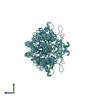 PDB entry 2e3z coloured by chain, side view.