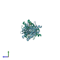 PDB entry 2e41 coloured by chain, side view.