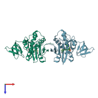 PDB entry 2e41 coloured by chain, top view.